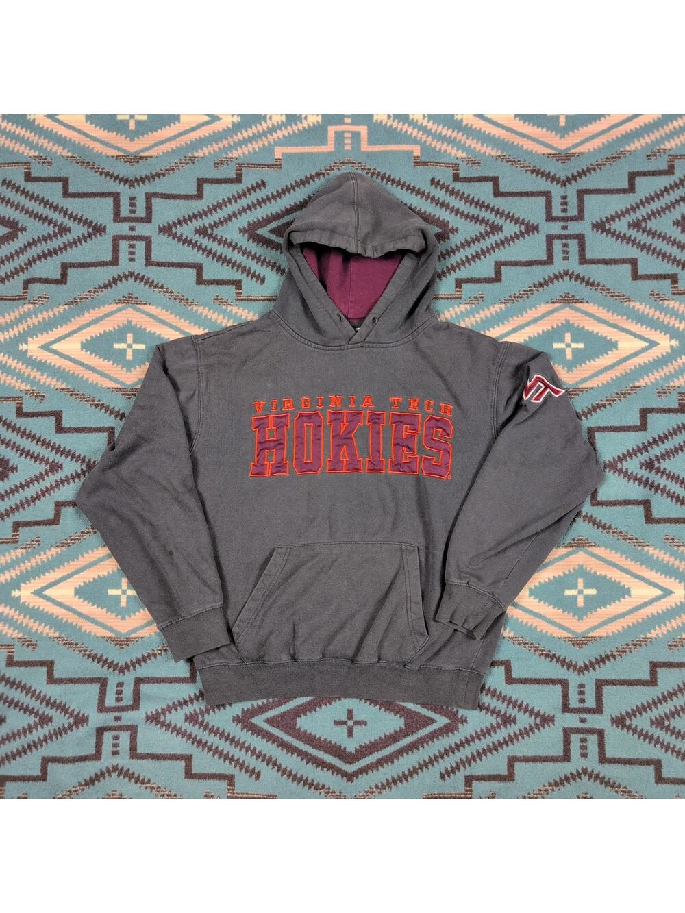 Virginia Tech Hokies Stitched Hoodie Stadium Athletics Vintage Medium NCAA